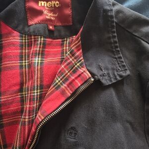 Men's Navy Jacket with Red Plaid Lining
